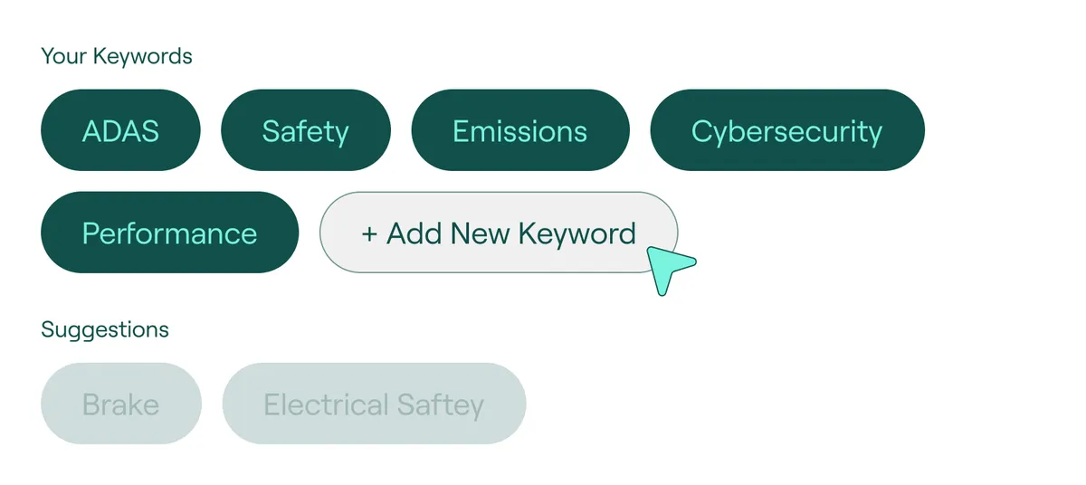 Keyword management interface